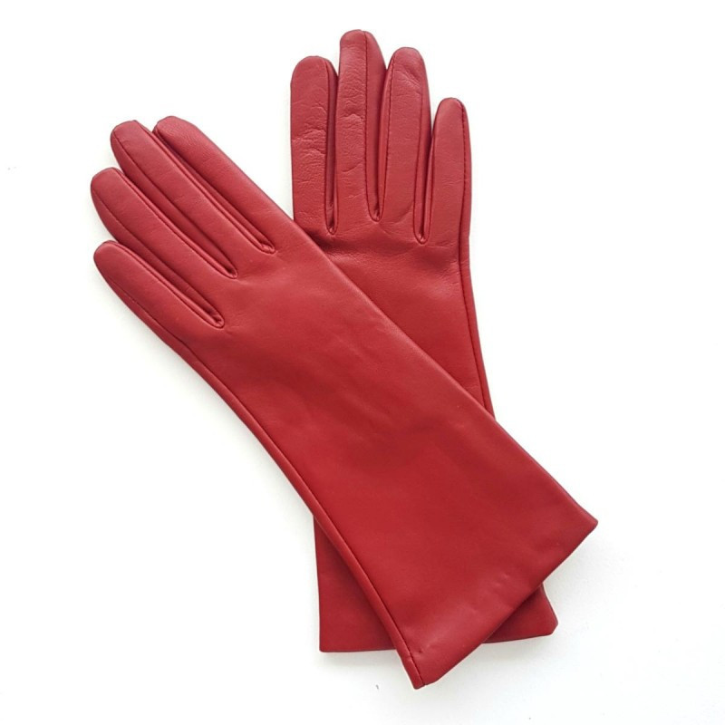 Gants cuir d'agneau soie rouge  Paire de gants rouge en cuir