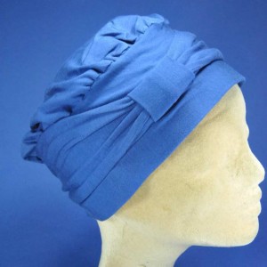 Toque bonnet bleu délavé chimio en bambou pour femme