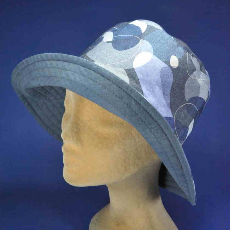 Chic chapeau été femme beige noir bleu fibre naturelle T M / 57 cm