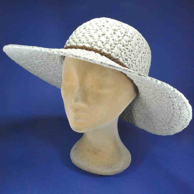 Chapeau De Plage En Paille - Bord Large - Motif Fleur Provence - Taille Mère Et Fille - Anti-UV