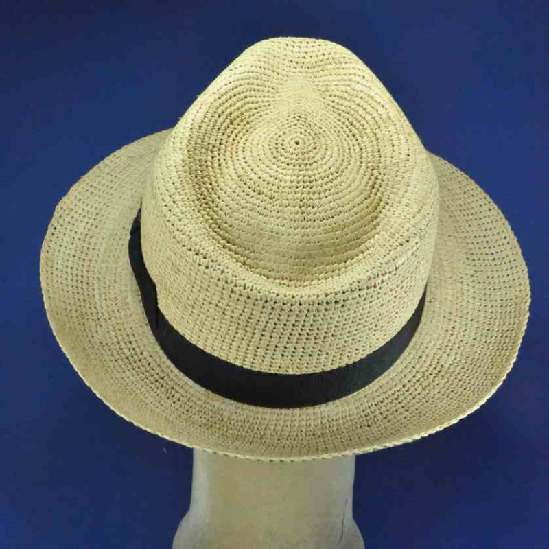 Chapeau Fedora Femme BDG – Paille Beige, Ruban Noir, Taille Unique (occasion)