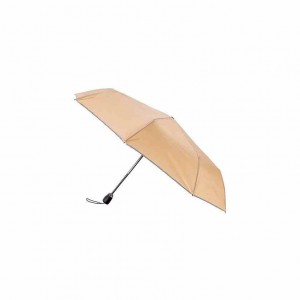 Parapluie femme pliant beige finition noir rayures