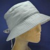 chapeau bob gris été en lin et coton taille réglable : couleur - gris, Taille Réglable - par lacet 55 à 57cm