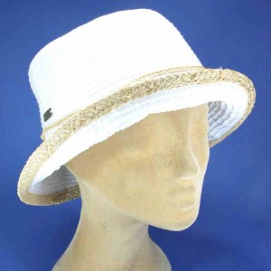 Chapeau blanc polyester-Raphia femme