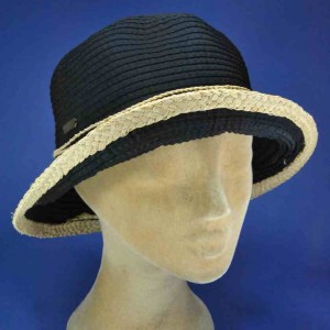 Chapeau noir polyester-Raphia femme