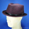 CHAPEAU HOMME PORK PIE : couleur - bordeaux, taille - S.54.55cm