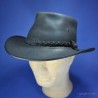 Chapeau australien en cuir noir : couleur - noir, Mixte - Homme et Femme, taille - S.54.55cm