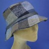 Bob chapeau réglable marine laine hiver : couleur - marine/écossais, Mixte - Homme et Femme, Taille Réglable - par lacet de 55cm à 59cm