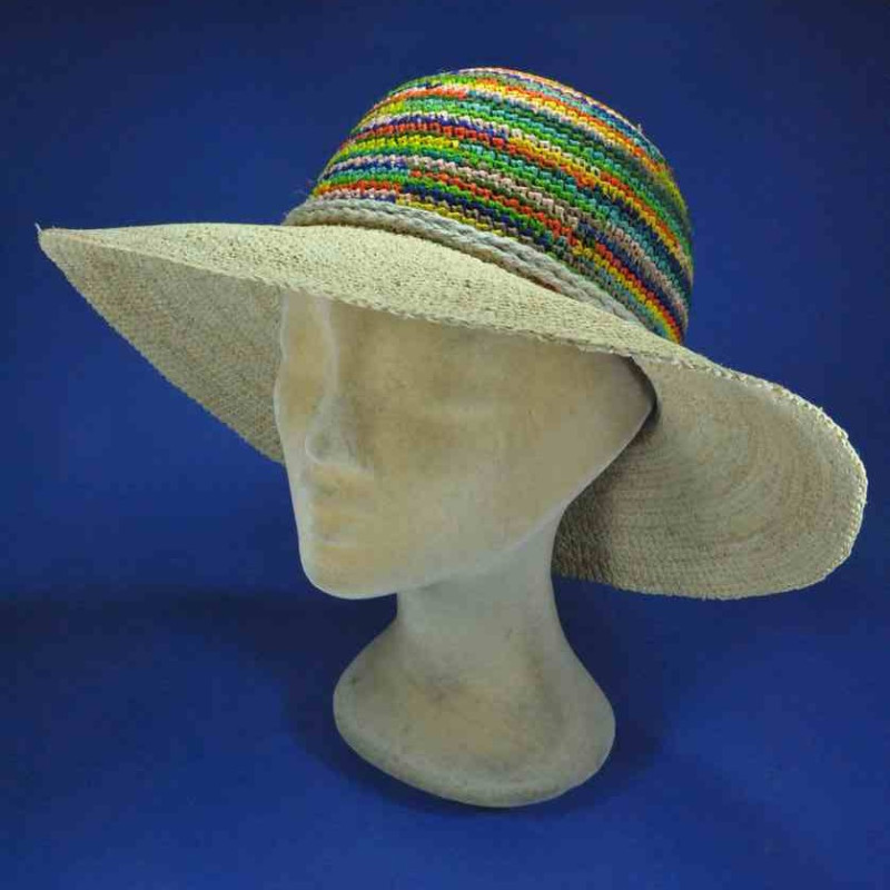 Capeline multicolore Raphia grand bord, certifié UPF 40+ | Pour femme