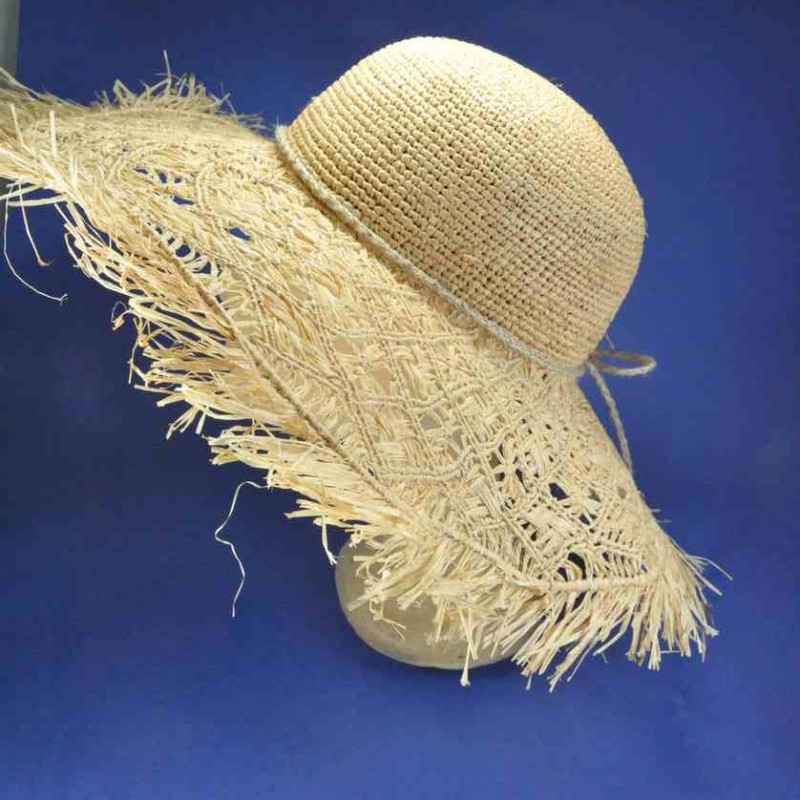 Capeline en Raphia naturel haute qualité, avec grand bord | Pour femme