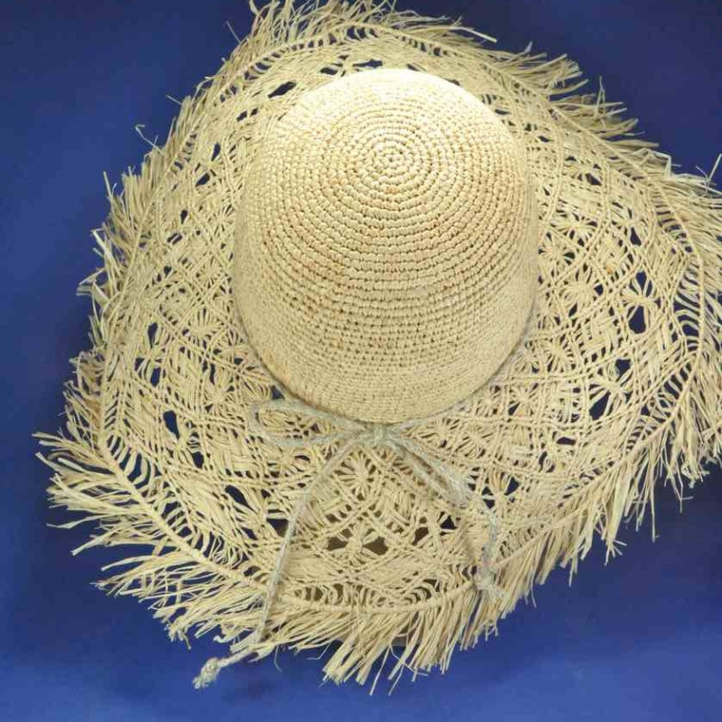 Capeline en Raphia naturel haute qualité, avec grand bord | Pour femme