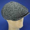 Casquette Irlandaise peaky laine : couleur - chevron noir, taille - S.54.55cm