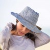 Chapeau anti UV femme roulable : couleur - chiné bleu, Mixte - Homme et Femme, Taille Réglable - par lacet de 55 à 60cm