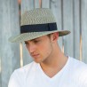 Chapeau anti UV homme : couleur - chiné noir, Mixte - Homme et Femme, Taille Réglable - par lacet de 54cm à 58cm