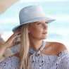 Chapeau anti UV femme roulable : couleur - bleu ciel, Taille Réglable - par lacet de 55cm à 59cm