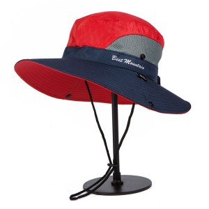 chapeau de surf anti UV homme et femme rouge marine