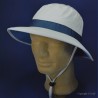 Chapeau grand bord anti UV SOWAY :  garniture - marine, couleur - blanc, Mixte - Homme et Femme, Taille Réglable - de 54 à 57cm