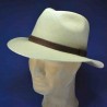 Chapeau Panama forme australienne :  garniture - cuir marron, couleur - naturel 42, Mixte - Homme et Femme, taille - L-(59-60 cm)