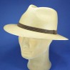 Chapeau Panama forme australienne garniture cuir :  garniture - cuir marron, couleur - stone, Mixte - Homme et Femme, taille - S-(55-56 cm)