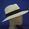 Panama Véritable chapeau de paille d'Equateur :  garniture - noir, couleur - naturel, Mixte - Homme et Femme, taille - XXL-63cm