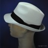 Véritable chapeau panama pas cher :  garniture - noir, couleur - blanchi, Mixte - Homme et Femme, taille - 61cm