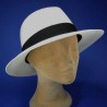 Chapeau PANAMA brisa véritable et authentique :  garniture - noir, couleur - blanc, Mixte - Homme et Femme, taille - L.58.59cm