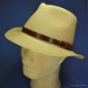 Authentique chapeau PANAMA homme et femme :  garniture - cuir marron, couleur - camel 6, taille - S.54.55cm