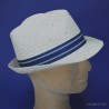 Chapeau trilby homme :  garniture - marine, couleur - naturel 42, Mixte - Homme et Femme, taille - S.54.55cm