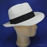 Chapeau panama fedora homme et femme :  garniture - noir, couleur - blanchi, Mixte - Homme et Femme, taille - M.56.57cm