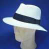 Chapeau panama véritable traveler homme et femme :  garniture - marine, couleur - blanchi, Mixte - Homme et Femme, taille - S.54.55cm