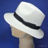 Chapeau Panama authentique :  garniture - noir, couleur - blanchi, Mixte - Homme et Femme, taille - L.58.59cm