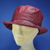 Chapeau de pluie femme lin plastifié : couleur - bordeaux, taille - 55cm