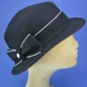 chapeau canotier feutre femme noir : couleur - noir, taille - M.56.57cm