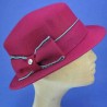 chapeau canotier feutre femme framboise : couleur - framboise, taille - M.56.57cm