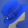 chapeau canotier feutre femme royal : couleur - royal, taille - M.56.57cm