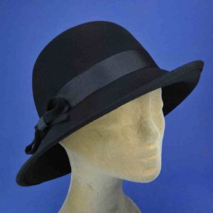 chapeau cloche feutre de laine retro femme noir