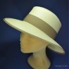 chapeau capeline panama :  garniture - beige, couleur - blanchi, taille - M.56.57cm