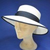 Chapeau Capeline  Panama pour femme :  garniture - marine, couleur - blanchi, taille - M.56.57cm