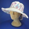 Grand chapeau d'été mode femme : couleur - bleue, Taille Réglable - par lacet de 54cm à 59cm