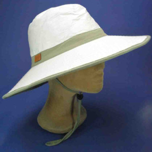 Chapeau grand bord randonnée  ANTI-UV blanc- jade