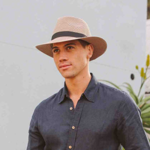 Chapeau house of ord anti UV homme femme  bord moyen taupe