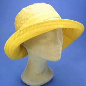 chapeau été moutarde en lin et coton taille réglable