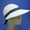 casquette réglable tres longue visiére femme lin :  garniture - marine, couleur - naturel, Taille Réglable - 55/57cm