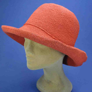 Chapeau cloche Raphia bord moyen orange femme