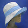 Chapeau de plage lin coton grand bord bleu ciel : couleur - bleu ciel, Taille Réglable - par lacet de 55cm à 59cm