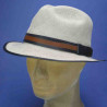 Chapeau Panama trilby classique gansé cuir homme :  garniture - cuir, couleur - naturel, taille - L.59-60 cm