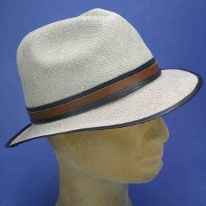 Chapeau Panama trilby classique gansé cuir homme