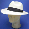 MONTECRISTI Chapeau Panama fino fedora homme et femme :  garniture - gros grain plissé, couleur - blanchi, Mixte - Homme et Femme, taille - S.55-56 cm