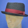 Chapeau Pork Pie paille cousue noir : couleur - noir, taille - S.54.55cm