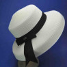 capeline naturelle tresse fine  papier grand bord femme :  garniture - noir, couleur - naturel , Taille Réglable - par lacet de 54cm à 58cm